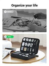 UGREEN Organizador eletrônico Bolsa de armazenamento para organizador de cabos de viagem para cabos de dados, carregador USB C, cartão SD, disco rígido, cabo de carregamento, mouse, banco de - imagem 3