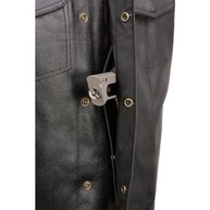 EVENT LEATHER Colete masculino de couro para motociclista/fecho de pressão com 2 bolsos internos para arma, painel único nas costas, Preto, 5G - imagem 3