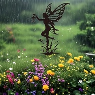 Estátua de Metal para Jardim de Fadas 30x14cm - Charme Rústico para Vasos e Paisagismo - imagem 5