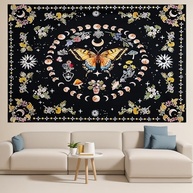 Tapeçaria de Borboleta com Flores | Estilo Boho para Decoração de Parede - imagem 2