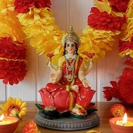 Estátua da Deusa Laxmi - 22cm | Escultura Hindu para Decoração, Mandir e Presente Diwali - imagem 2