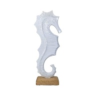 Estátua de Cavalo Marinho em Metal Branco – Decoração Náutica Elegante para Casa - imagem 5