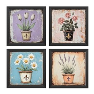 Kit 4 Quadros 18x18 cm - Decoração Moderna com Tema Floral para Sala e Banheiro - imagem 3