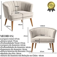Poltrona Decorativa Ergonômica Bege - Alta Resistência para Salas e Recepções | MOBLAN - imagem 3
