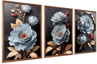 Kit 3 Quadros Decorativos Modernos com Flores de Peônia Branca - Design Elegante para Sala - imagem 2