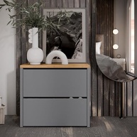Sapateira Organizadora Basculante com 2 Gavetas - Design Moderno para Hall e Quarto (Cinza/Nature) - imagem 3
