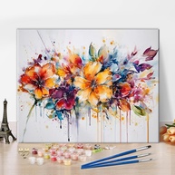 TUMOVO Pintura por Números para Adultos - Kit DIY com Tela 40,6x50,8cm, Flores Coloridas e Pincéis Profissionais - imagem 1