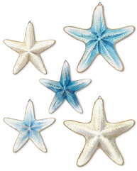 Conjunto de Decoração Náutica Estrela do Mar Azul e Branco – 5 Peças para Ambientes Costeiros - imagem 1