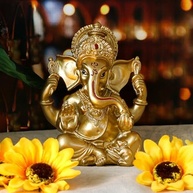 Estátua de Ganesha Dourada - Decoração Espiritual para Casa e Mandir - imagem 3