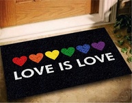 Tapete Capacho Love Is Love 60x40cm - Decore com Amor e Inclusão | Ideal para Entrada da Casa - imagem 1