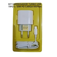 Carregador Turbo 20W PD/QC 3.0 para iPhone 15/16/17 e Galaxy (Branco) + Cabo USB-C - imagem 3