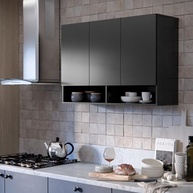 Armário Multiuso Aéreo Milão 3 Portas - Design Moderno para Cozinha e Quarto (Preto) - imagem 5