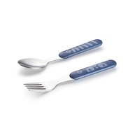 Kit Talheres Aço Inox Hot & Cold Azul Peacook - Seguro e Ergonômico para Bebês - imagem 1