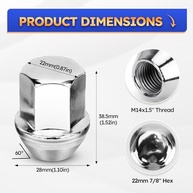 Kit 24 Porcas de Roda M14x1.5 Cromadas 22mm Hexagonal - Segurança e Estilo para Jeep, Chrysler e Dodge - imagem 4