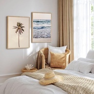 Quadro Decorativo Paisagem Mar e Praia Bege 40x60cm - Moldura Elegante para Sala e Quarto - imagem 2