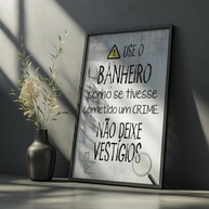 Quadro Decorativo Banheiro Crime - Frase Engraçada em Moldura Preto e Branco para Decoração Divertida - imagem 3