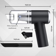 Aspirador Portátil Sem Fio Potente: Limpeza Rápida e Eficiente para Carro, Sofá e Mais! - imagem 3