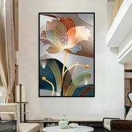 Quadro Decorativo Floral Estilizado 90x60cm - Moldura Preta Moderna para Sala e Quarto - imagem 2