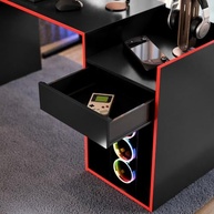 Mesa para Computador Gamer Eros com Gaveta e Nicho para CPU - Design Preto/Vermelho - imagem 5