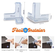 Kit 4 Protetores de Quina Transparente para Móveis - Segurança Infantil Sem Cheiro e Fácil Instalação - imagem 3