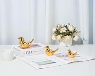 Conjunto de 2 Estátuas de Pássaro Dourado 9,5 cm - Decoração Elegante para Casa e Escritório - imagem 3