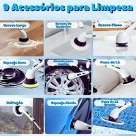 Escova de Limpeza Elétrica 360º Recarregável 9 em 1 - MOP Automático para Pisos e Superfícies - imagem 3