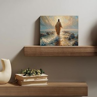Arte de Parede em Tela Elegante de Jesus Andando na Água - Moldura Premium para Decoração Religiosa - imagem 5