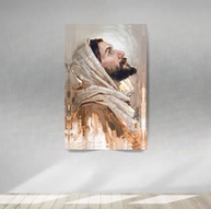 Quadro Decorativo Religioso Jesus Cristo 90x60cm Canvas em Madeira Maciça - Arte Sagrada para Sala - imagem 3