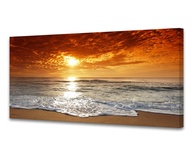 Pôr do Sol no Oceano - Arte de Parede em Tela Esticada e Emoldurada para Sala e Quarto - imagem 1