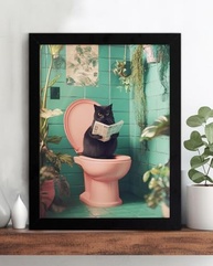 Pôster Engraçado Gato no Vaso - Arte de Parede para Banheiro com Estética Moderna - imagem 5