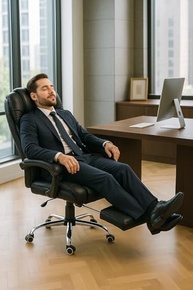 Cadeira Presidente Ergonômica Luxo com Apoio para Pés - Couro Sintético Premium - imagem 3