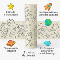 Papel Adesivo Infantil Tema Espacial para Colorir - 3m x 30cm - Brinquedo Educativo com Estímulos Astronômicos - imagem 2
