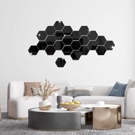 Adesivos Hexágono 3D Acrílico Espelho - Decoração DIY Moderna para Paredes e Espelhos - imagem 5