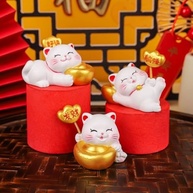 Estátua de Gato da Sorte Chinês - Mini Estatueta Animada para Decoração e Boa Sorte - imagem 5