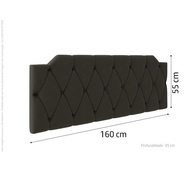 Conjunto Mesa de Cabeceira com Gaveta + Cabeceira Estofada para Cama Queen Size - Design Moderno Marrom - imagem 4