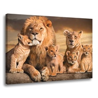 Quadro Decorativo Família de Leão 90x60cm - Tela em Canvas para Sala, Quarto ou Escritório - imagem 1