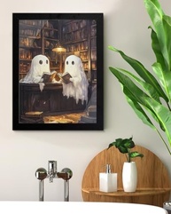 Pôster de Arte Gótica com Fantasmas - Quadro emoldurado para Decoração de Biblioteca ou Sala de Leitura - imagem 3