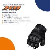 Luva X11 Blackout2 Meio Dedo: Conforto e Segurança para Motociclistas | Masculina e Feminina - imagem 3
