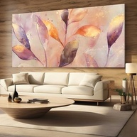 Quadro Decorativo Abstrato Folhas 130x70cm - Arte Moderna para Sala e Quarto - imagem 3