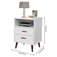 Mesa de Cabeceira com 2 Gavetas Italia Branco – Estilo e Organização para seu Quarto - imagem 3