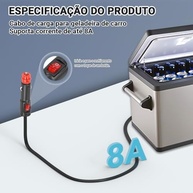 Cabo de Alimentação Universal 3m para Mini Geladeira de Carro DC 12V/24V | Conexão Segura e Estável - imagem 3