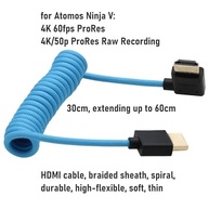 Cabo HDMI 8K 4K HangTon Espiral Azul para Atomos Ninja V, Sony A7RV FX3, Canon C70 R5 II, Fuji GFX100 II - Conexão Profissional - imagem 5