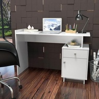 Escrivaninha Lisboa com 1 Porta e 1 Gaveta - Design Moderno em Branco para Home Office - imagem 3