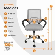 Cadeira de Escritório Ergonômica Begonia Mesh Cinza - Conforto e Estilo para seu Home Office - imagem 3