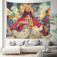 Tapeçaria Engraçada Jesus para Decoração de Parede - 130x150cm | Ideal para Quarto, Sala e Dormitório - imagem 5