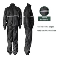 Capa de Chuva Para Motoqueiro Impermeável Preto Capa para Motoboy com Touca Faixa Refletiva e Proteção - imagem 5