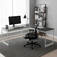 Mesa em L Estilo Industrial - Escrivaninha de Canto para Escritório e Estudo | Tampo Texturizado e Design Moderno - imagem 3
