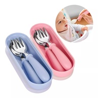 Kit Talheres Infantil em Aço Inox com Estojo Azul - Seguro, Saudável e Prático para Crianças - imagem 1
