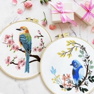 Kit de Bordado ERKOON para Iniciantes - 4 Padrões com Flores e Pássaros + Acessórios - imagem 3