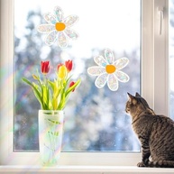 Adesivos de Janela Apanhador de Sol Margarida - 6 PCS | Decoração Arco-íris Estática para Vidro - imagem 3
